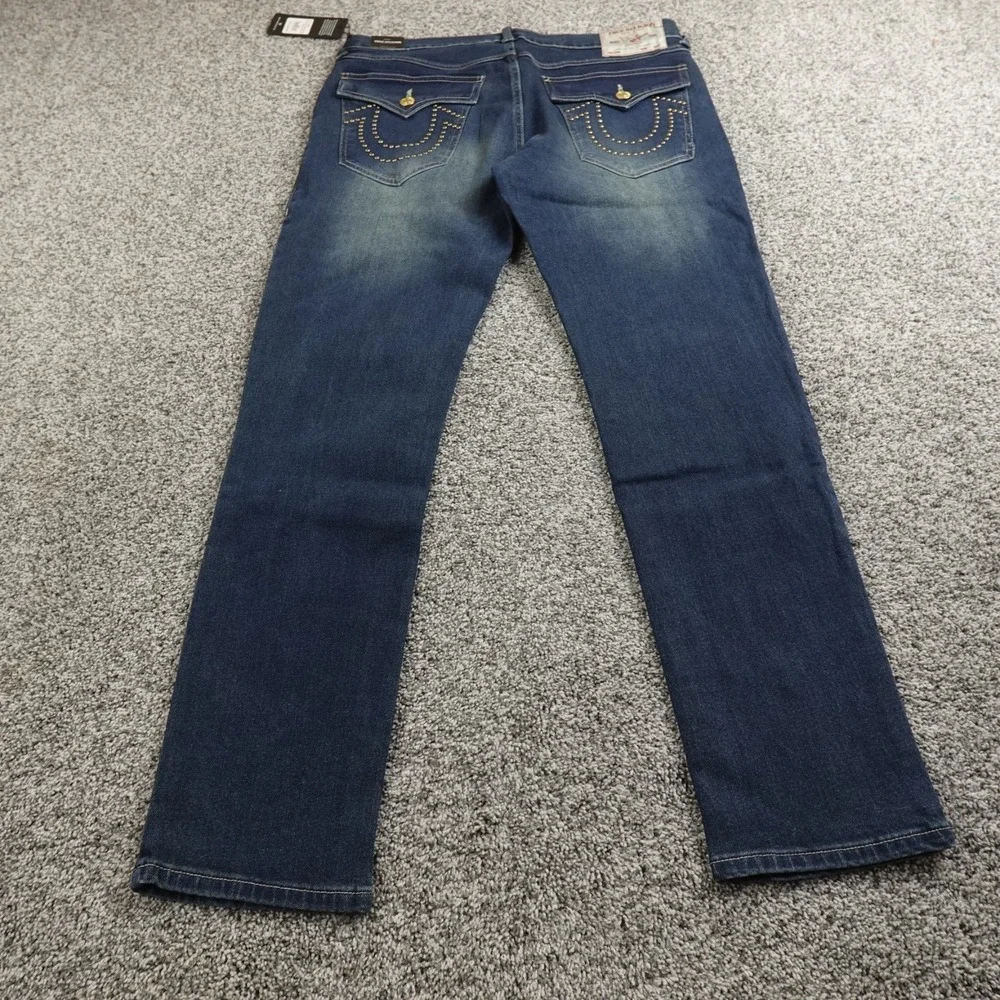 NEW True Religion Jeans Mens 34X32‎ Blue Denim Pants Geno Relaxed Slim Straight